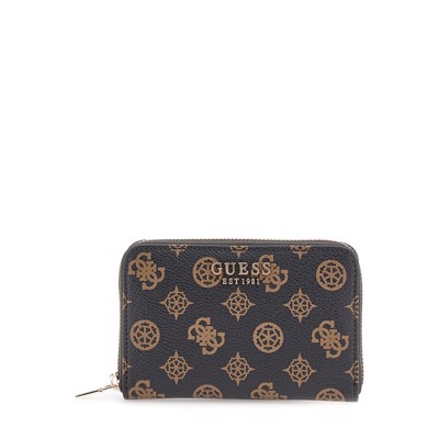 Guess Laurel SLG Pung I Mocha Med Cognac Logo Print