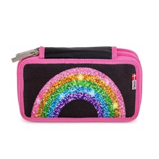 Jeva Twozip Penalhus Med rainbow Glitter